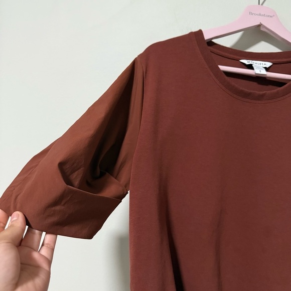Athleta Harlow Hybrid Tee Ancient Mahogany Brown Size Small - Picture 3 of 8